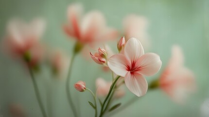 Fototapeta premium Soft Blurred Y2K Florals Vintage Backgrounds. Colorful flowers in soft focus with gentle hues creating a tranquil and dreamy atmosphere