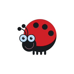 Charming Cartoon Ladybug Illustration with Smiling Face and Bright Red Shell, Perfect for Child-Friendly Designs