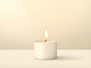 Serene white candle with gentle flame glowing softly, creating a peaceful ambiance for relaxation, meditation, or special moments in a minimalist, tranquil setting.