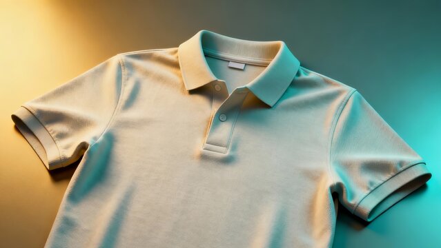 Texture of Pique Fabric on a Classic Collar Shirt with Split Lighting.