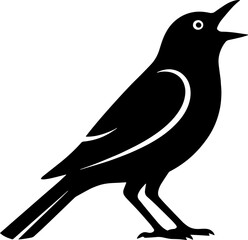 Silhouette of a singing bird with open beak and simple stylized lines