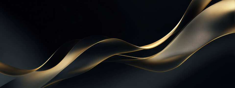 Gold ribbon wave black background elegant flowing ribbon luxury wave abstract ribbon gold ribbon wave abstract black gold luxury flowing smooth silk metallic ribbonwave dark elegant texture