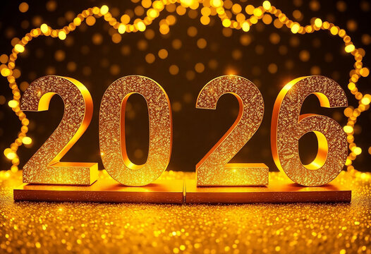 2026 gold for happy new year and holiday, JPG, AI GENERATED