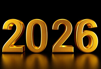 2026 gold metallic numbers with 3d effect. Vector numbers icon for new year.