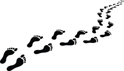 Black footprints path vector illustration on white background art eps silhouette