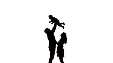 Abstract outline of a person in motion with a red accent isolated on transparent background