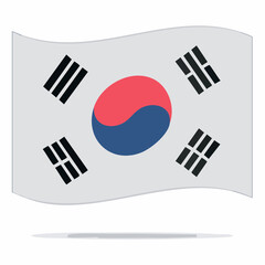 South Korean Flag with Taegeuk Symbol and Four Trigrams Waving Smoothly South Korea flag national symbol