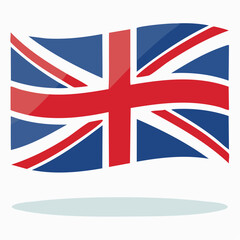 Stylized Waving Union Jack Flag of the United Kingdom with Subtle Shadow United Kingdom flag British flag
