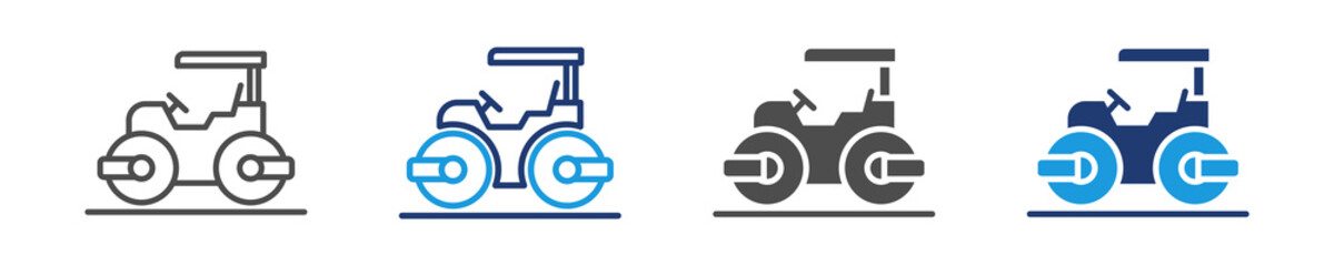 road roller icon set multiple style © Dahlianiqi