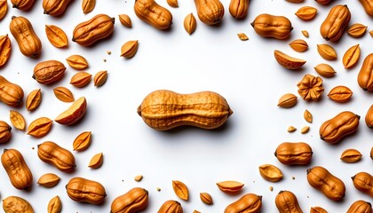 A multitude of almonds, which appear to be in the shell, arranged in a way that they cover most of the frame