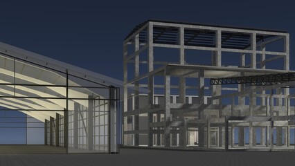 Fototapeta premium 3D illustration of industrial project