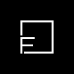 black and white F logo and square