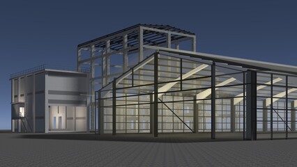 Fototapeta premium 3D illustration of industrial project