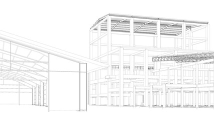 3D illustration of industrial project