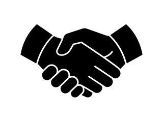 Stylized outline of two hands shaking in agreement and partnership isolated on transparent background