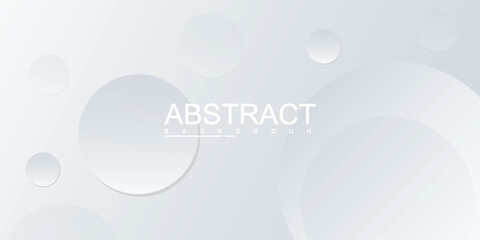 Modern Abstract Neumorphic Background with White and Light Grey Geometric Circles.