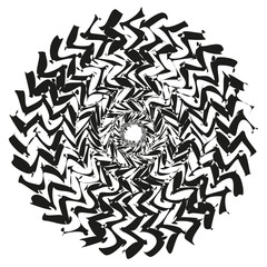 Grunge dynamic rotation. Abstract spiral Vector. Chaotic line pattern. Dark background texture