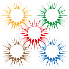 Starburst line explosion. Dynamic colorful element. Abstract Vector flash. White clean background.