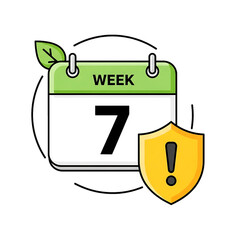 Weekly goal tracking calendar with security shield.