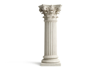 Fototapeta premium White classical corinthian column showing ornate capital and fluted shaft, symbolizing history, culture, and structural support