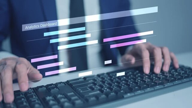 Project management concept, colleagues collaborating on a teamwork project timeline task and team planning a schedule, virtual analytics dashboard - Powered by Adobe