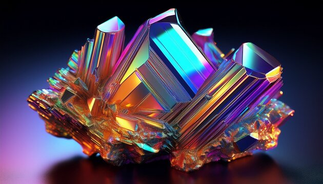 vibrant bismuth crystals showing iridescent colors and metallic texture