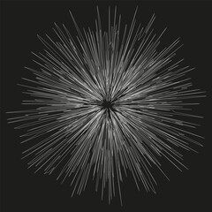 Obraz premium Radial lines burst. Abstract sunburst effect. Speed motion Vector graphic. Chaotic white texture.