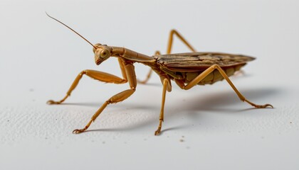 A close up of a large insect with a prominent head and antennae, its body segmented into elongated segments, and two visible wings that are membranous in nature