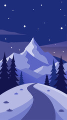 Fototapeta premium Illustration of a winter landscape with snowy mountains