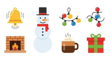 Simple Flat Design Christmas Decoration Element Collection Illustration Graphic