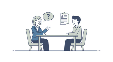 Simple Line Art Illustration Interview Question Process Recruitment Concept