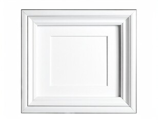 Framed White Square Mat with Inner Frame and Empty Space on White Background