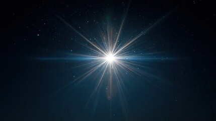 Fototapeta premium Bright glowing star shining on dark blue background minimal celestial concept
