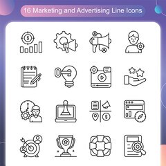 Marketing and Advertising Line Style Icons Set 2