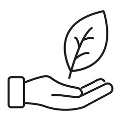 hand holding a leaf icon