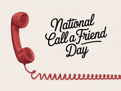 Celebrate national call a friend day with a vintage red telephone receiver and a reminder to connect - Powered by Adobe