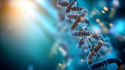 A detailed close-up of a DNA helix structure representing genetic material and biological research.
