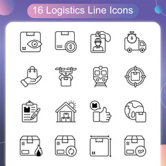 Logistics Line Style Icon Set 5