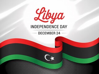 Celebrating libya independence day december 24th with national flag and festive design