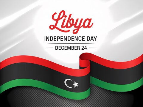 Celebrating libya independence day december 24th with national flag and festive design