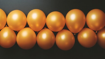 matte. A cluster of golden balloons against a black wall, symbolizing celebration and joy. public awareness campaigns, NGO reports, designed for public awareness campaigns and NGO communications.