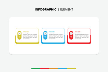 Modern 3-step education infographic. Ideal for presenting learning objectives, course modules, or school program steps. Features educational icons. Fully editable vector