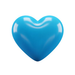 Shiny aqua blue heart shape symbolizing love health romance emotion and care vivid bright and polished object transparent background