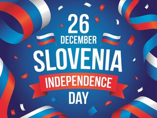 Celebrate slovenia independence day on december 26th with festive ribbons and confetti