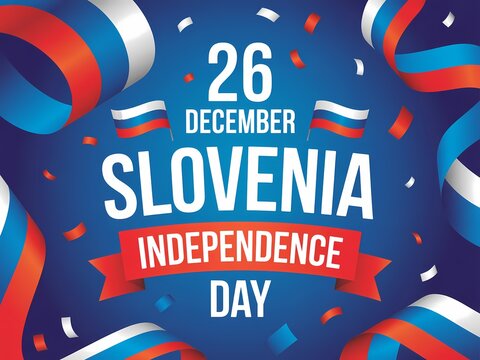 Celebrate slovenia independence day on december 26th with festive ribbons and confetti