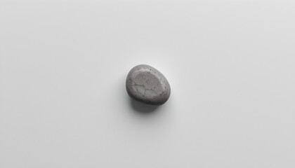 A single gray rock is prominently displayed against a light background. The rock casts a subtle shadow beneath it.