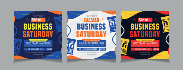 Small Business Saturday Social Media Post Templates, vector illustration eps 10