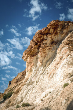 Rocks of canyon in Chebika mountain oasis in Tozeur Governorate, Tunisia
