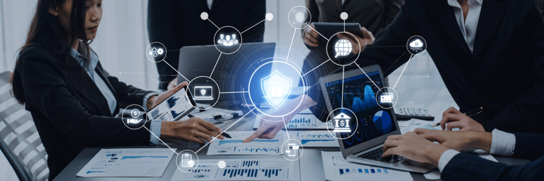 A complete cybersecurity system concept. Providing network protection for online banking, cloud data, financial transactions, and personal identity with secure authentication. Fermion