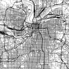 Obraz premium Kansas City City Map within a structured urban grid the blueprint character of a emerges through the subtle monochrome aesthetics of this minimalist linework, emphasizing refined linework.